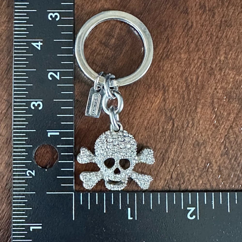 Coach Pave Crystal Skull & Crossbones Keychain Fob - Picture 6 of 6